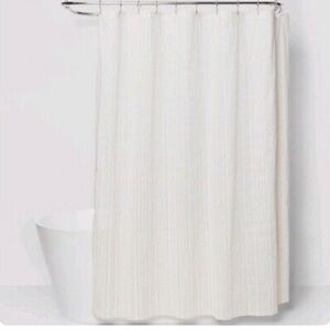 NWT threshold tan striped variegated shower curtain 72”x72”